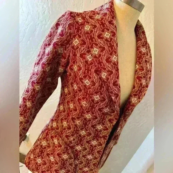 Vintage‎ Handmade Red Patterned Suit Jacket Fits Like a Small - Picture 2 of 8